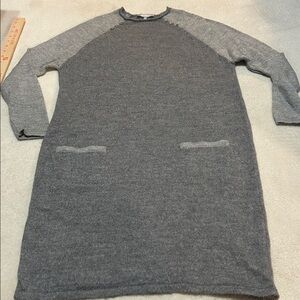 Poles Gray Baby Alpaca&Silk Sweater Dress with Button Detail M